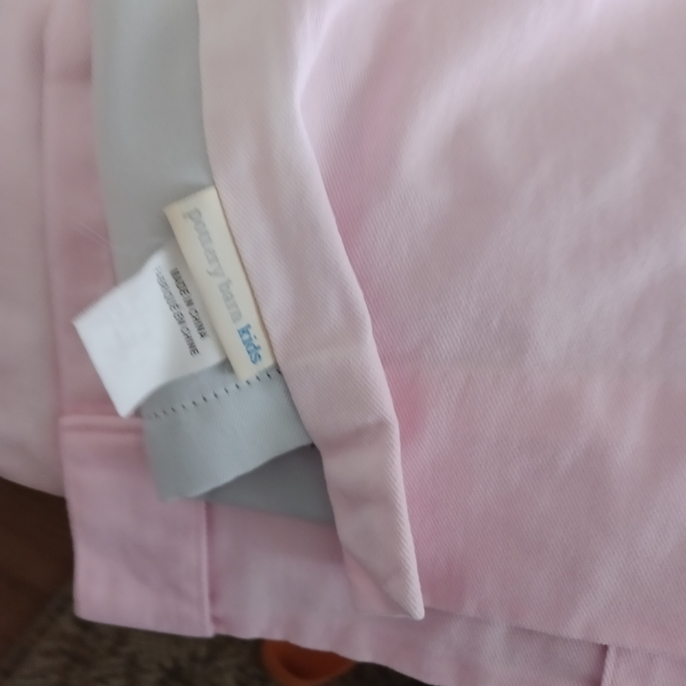 2 Pottery Barn Kids Pink and White Black Out Curtain Panels